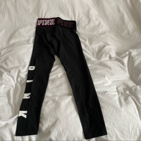 VS Pink Dark Grey Yoga Leggings With Maroon Accents Size Small - Picture 4 of 6